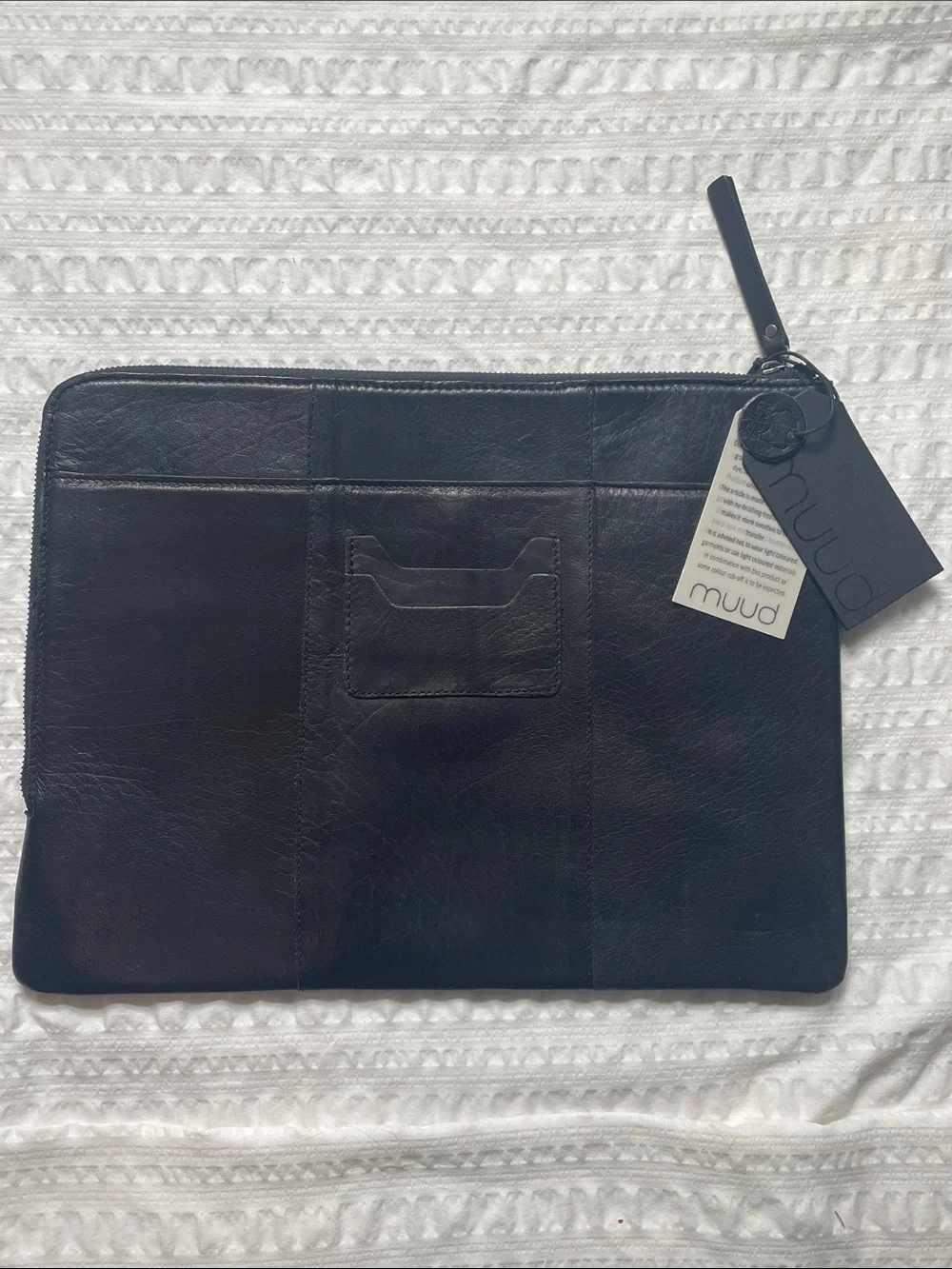 NWT Muud Handcrafted Copenhagen Leather Laptop Sleeve Black